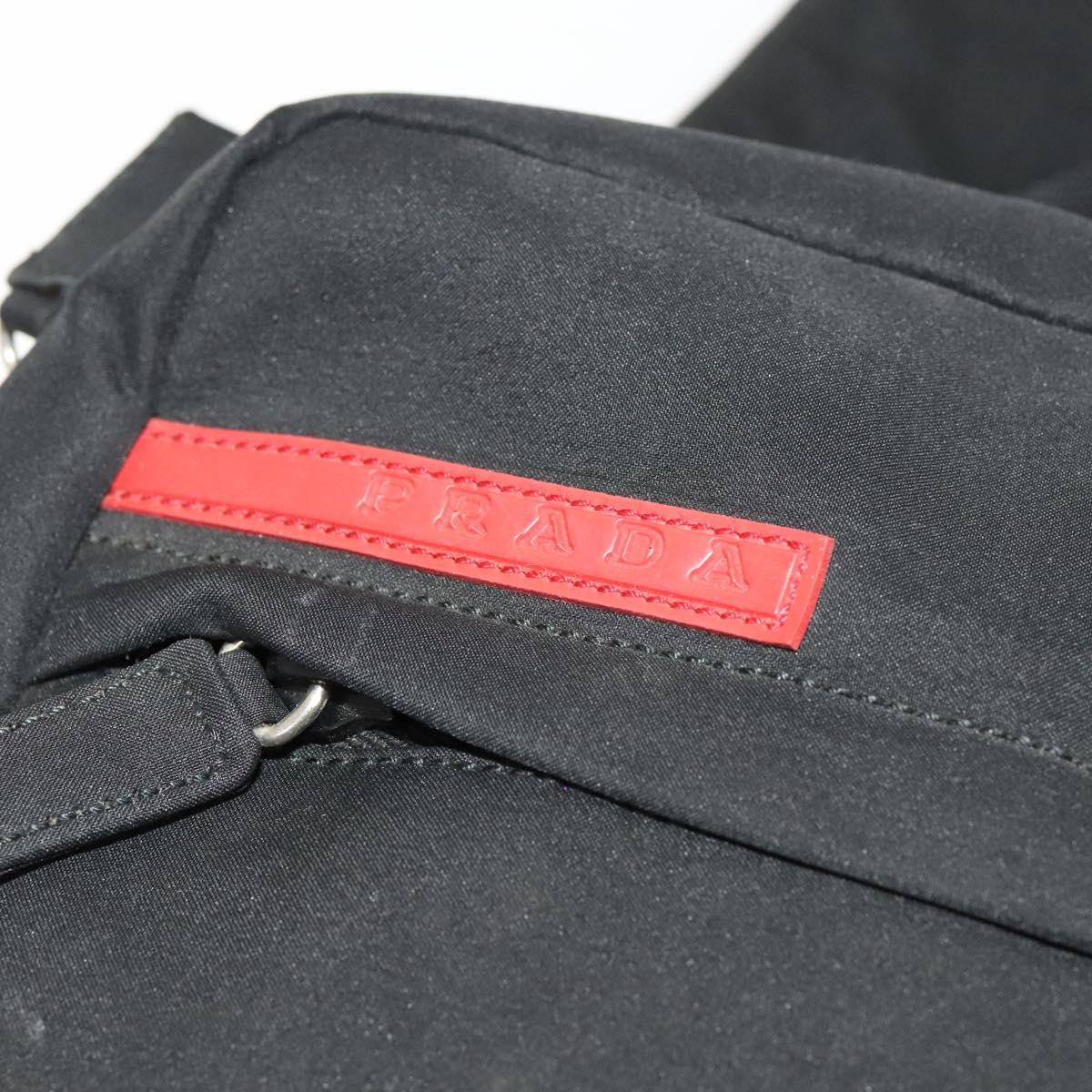 PRADA Rossa Luna Sports Body Bag Nylon Black Silver