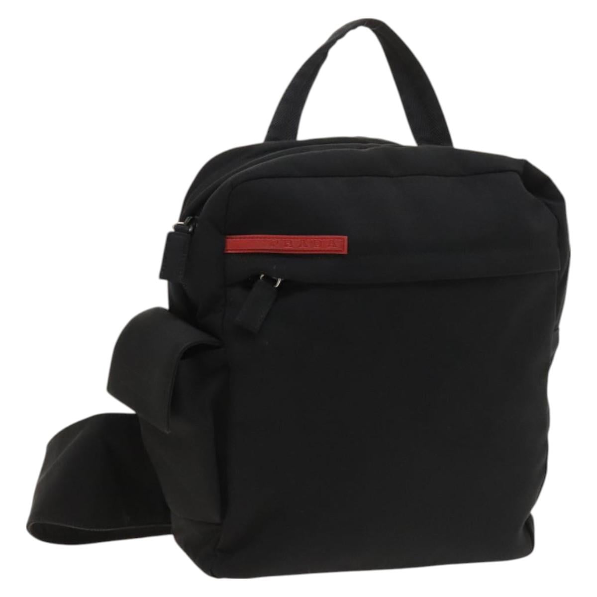 PRADA Rossa Luna Sports Body Bag Nylon Black Silver