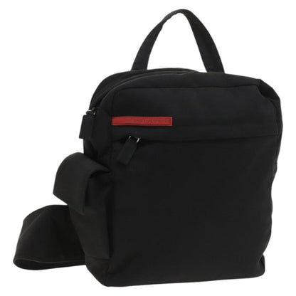 PRADA Rossa Luna Sports Body Bag Nylon Black Silver