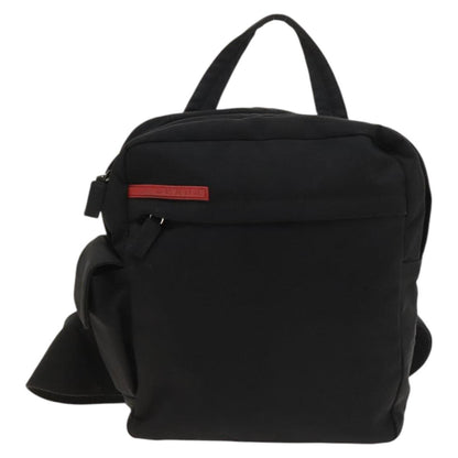 PRADA Rossa Luna Sports Body Bag Nylon Black Silver