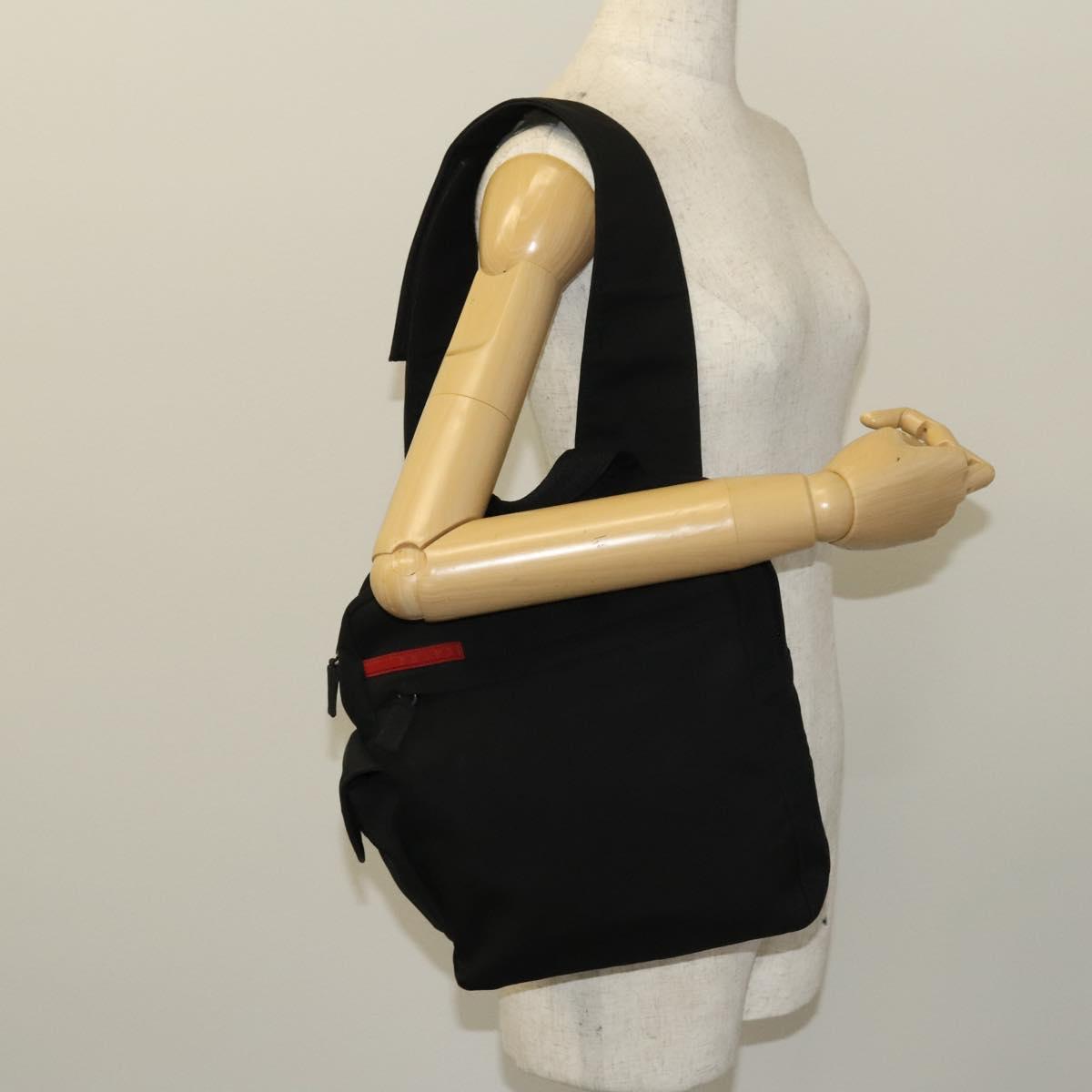 PRADA Rossa Luna Sports Body Bag Nylon Black Silver