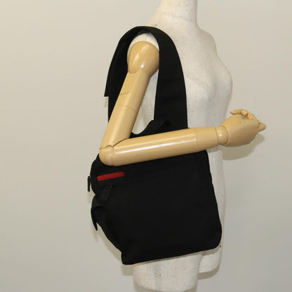 PRADA Rossa Luna Sports Body Bag Nylon Black Silver