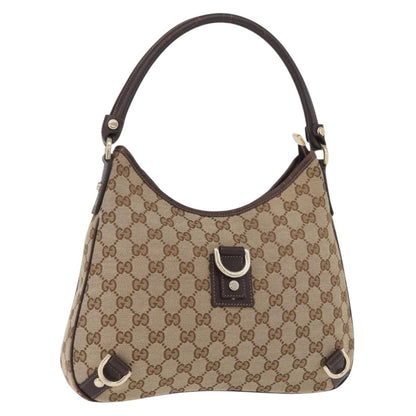 GUCCI GG Canvas Schultertasche Schwarz Gold 