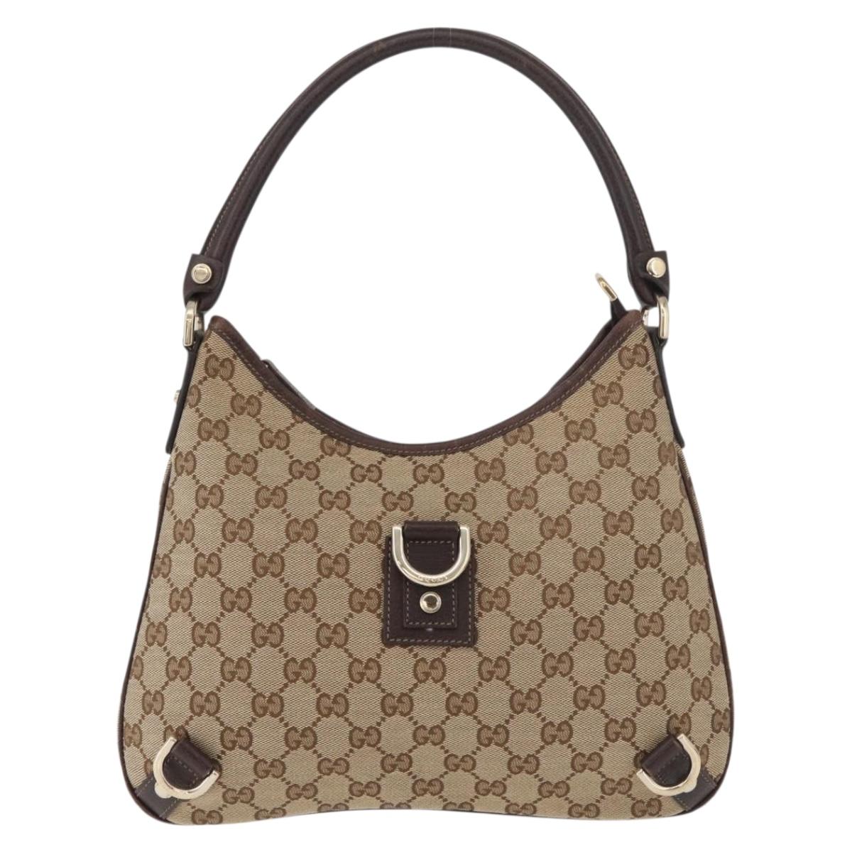 GUCCI GG Canvas Schultertasche Schwarz Gold 