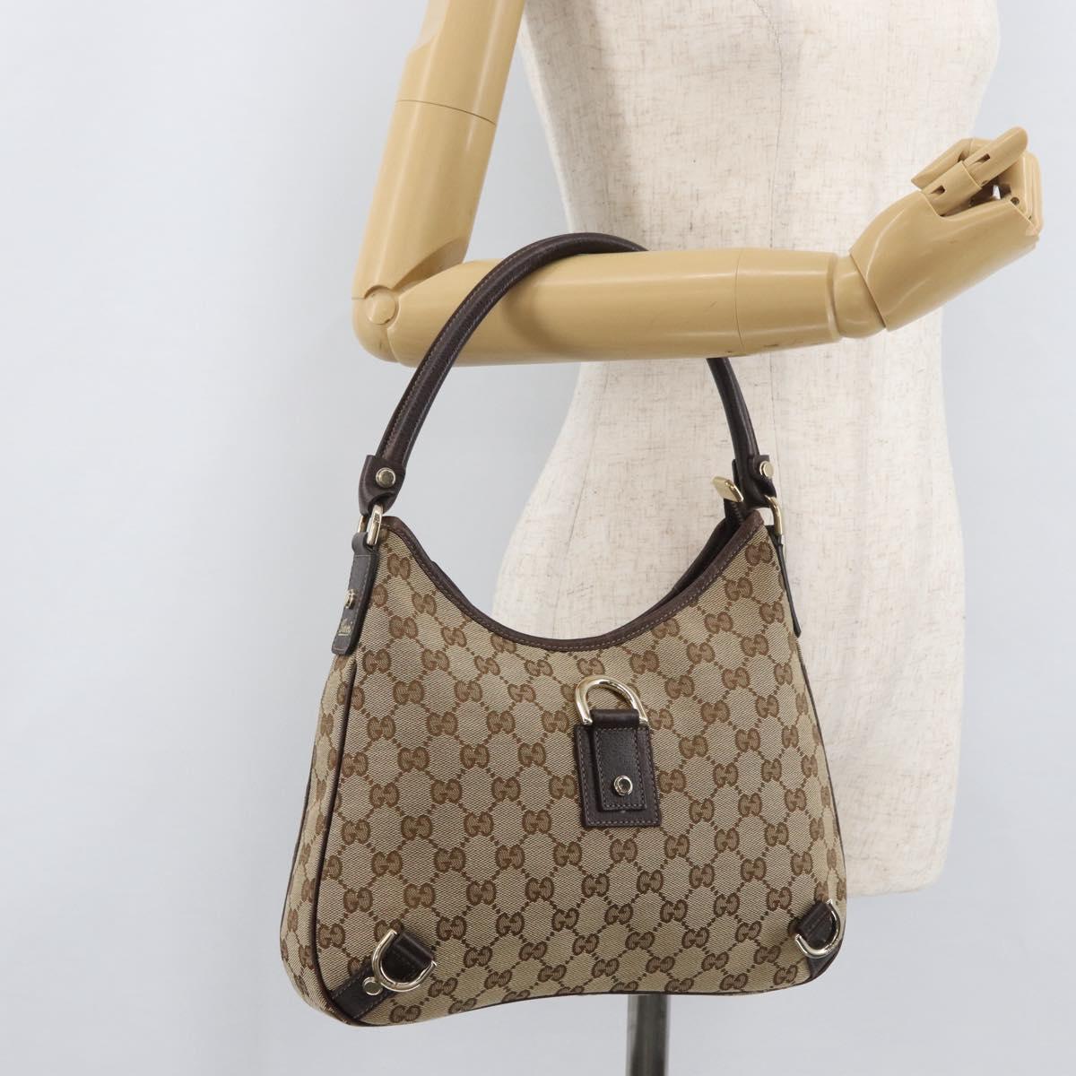 GUCCI GG Canvas Schultertasche Schwarz Gold 
